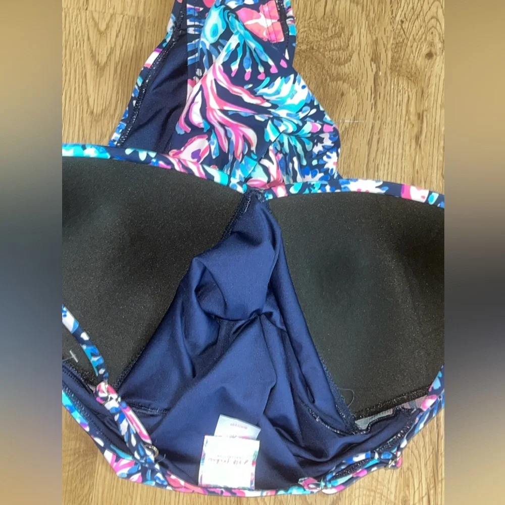 NWT Stella Parker Women’s 1 Piece Bathing Swim Suit Size S Navy Coral Adjustable